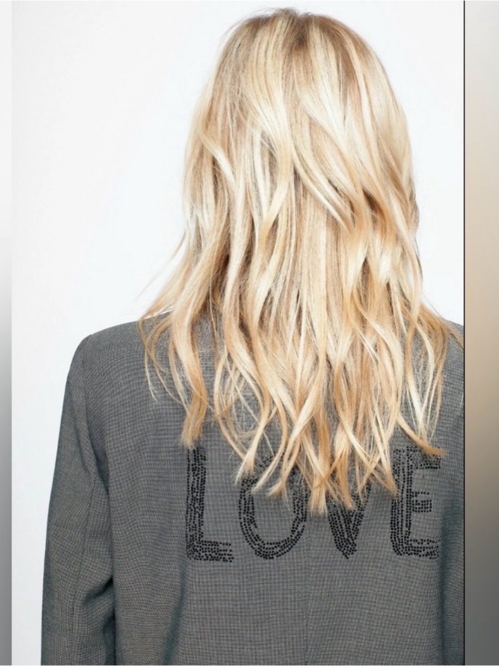 Zadig & Voltaire Viva Bis Love Gray Crystal LOVE Back Blazer Jacket EU 40 - Picture 4 of 15